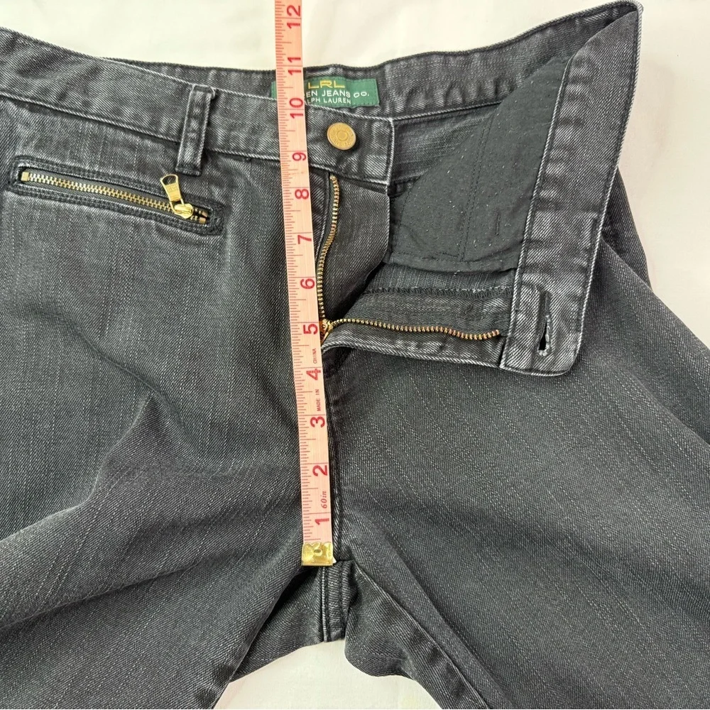 LRL Lauren Ralph Lauren Black Straight Jeans Zipper Front Pockets Stretch Sz 6